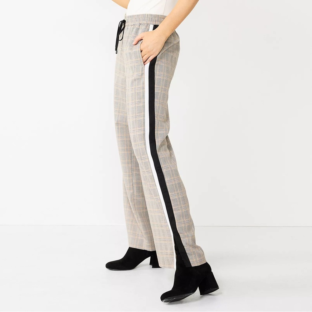 NWT Nine West Side-Stripe Wide-Leg Pants Yellow Black Ivory Size XXL
